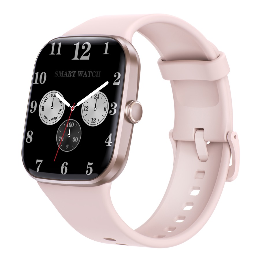 Bluetooth Smart Watch 1.96" TFT Touch Screen Temperature Heart Rate Blood Pressure BT 5.0 - Pink