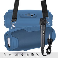 Bluetooth TWS Wireless Karaoke Speaker w/ Mic Rechargeable USB FM - Blue
