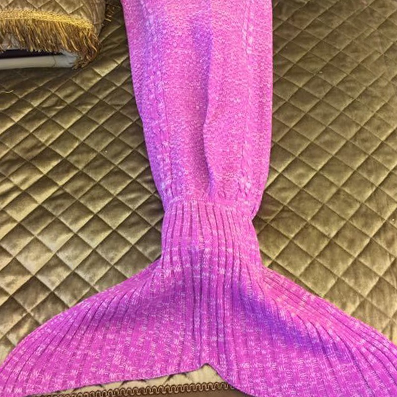 Buy Knitted Mermaid Tail Blanket Crochet Leg Wrap Kids Child Pink ...