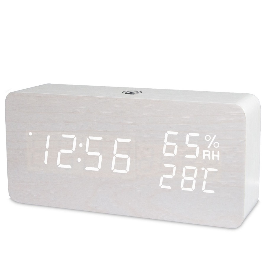Buy TODO LED Digital Alarm Clock Rechargeable Woodgrain USB Android iOS ...