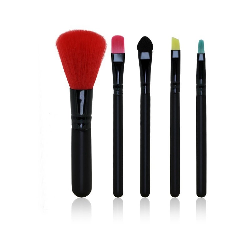 Mini 5 Piece Travel Brush Set Fiber Makeup Brush Multi Task - Colourful