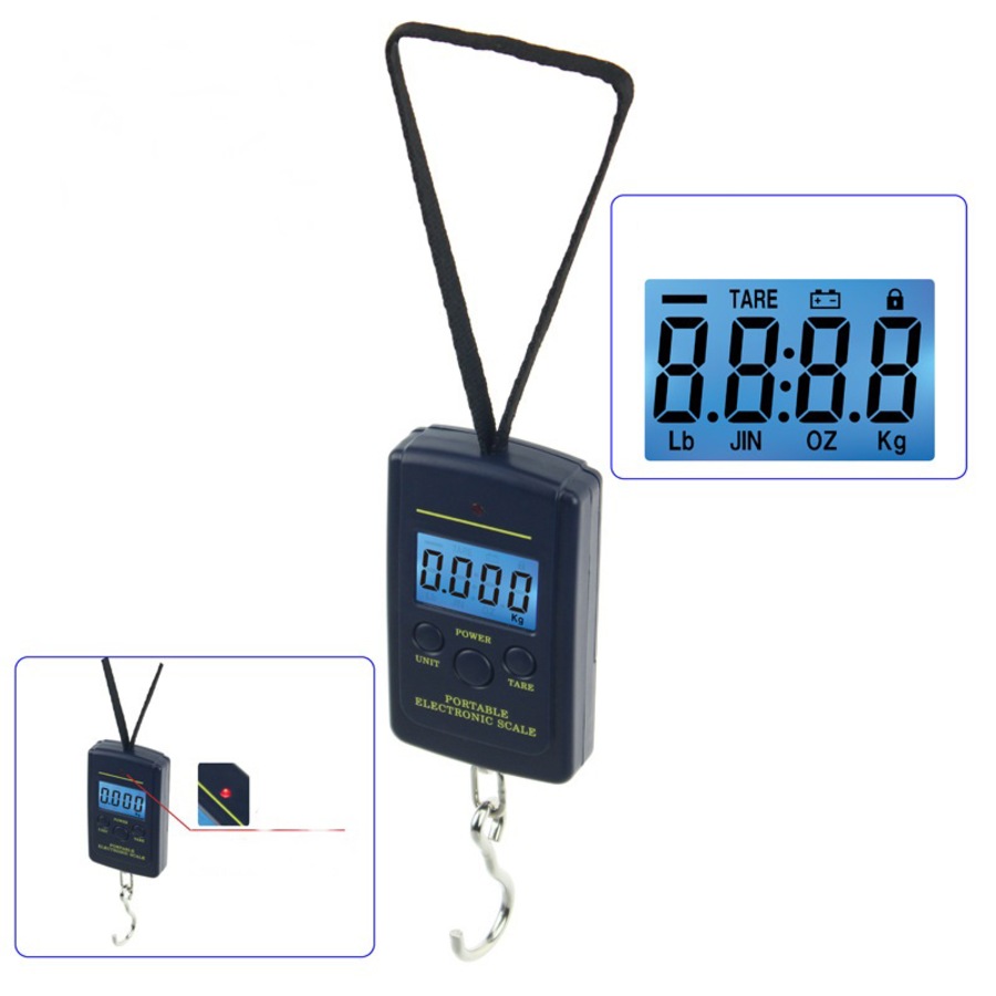 Portable Digital Backlit Lcd Electronic Scale 40Kg/10G Hanging Hook Luggage Weight