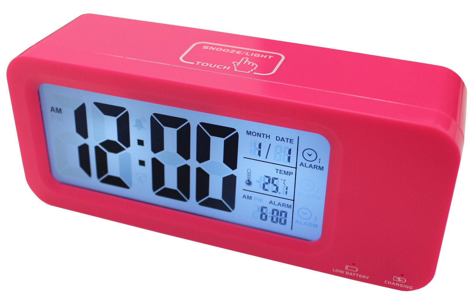 Portable Smart Lcd Alarm Clock Rechargeable Lithium Battery Date Temp