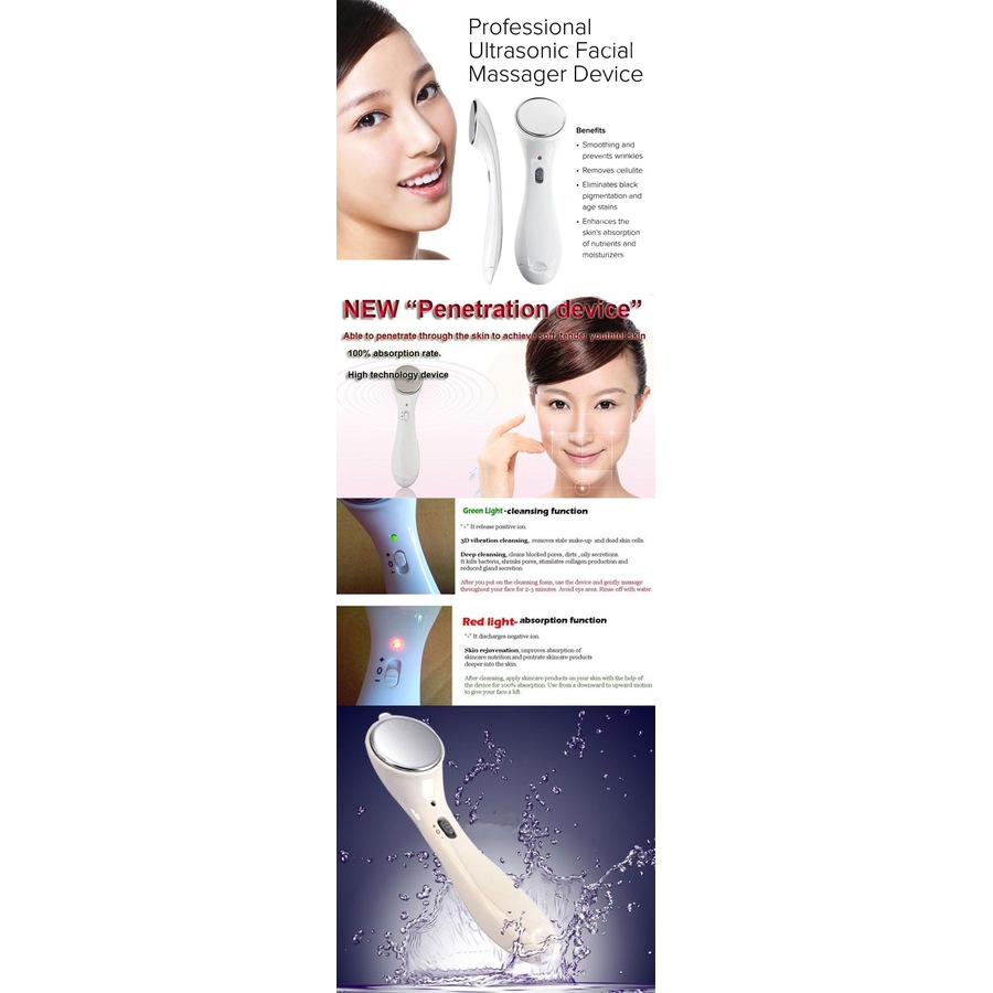 Professional Ultrasonic Facial Massager 3D Vibration Deep Cleansing Absorbtion