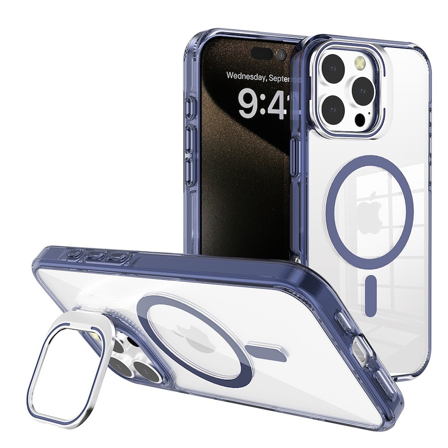REDEFINE Transparent Magsafe Case Cover with Magnetic Ring for iPhone 16 Pro Max - Navy Blue
