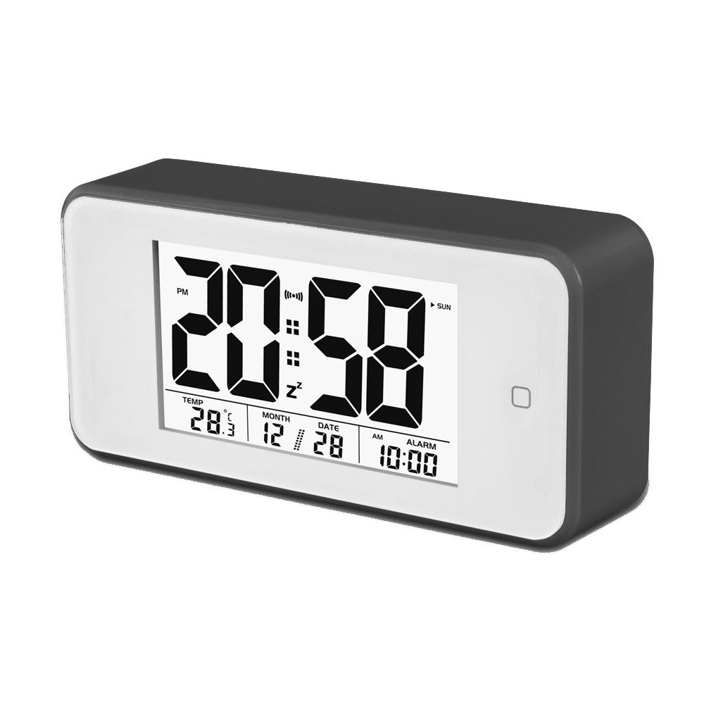 TODO Smart Light Lcd Alarm Clock Backlit Display Portable Battery Operated - Black