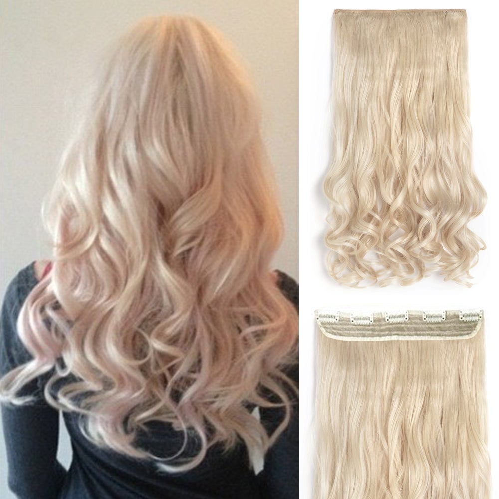 Thick Blonde High Grade Synthetic Wavy Curly Hair Clip-In Hair Extension 5 Clips 22"