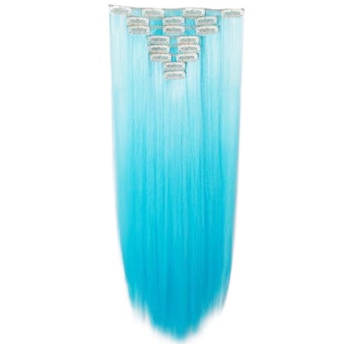 Thick High Grade Blue Straight Hair 7Piece 16Clips 20" Hair Extension