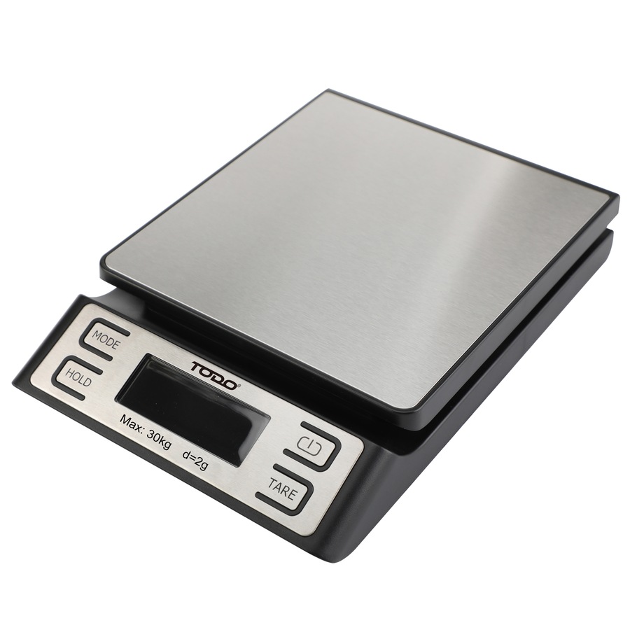 TODO 30Kg Digital Postal Scale Stainless Steel Plate Blue LCD Display Tare Post 2G Graduation