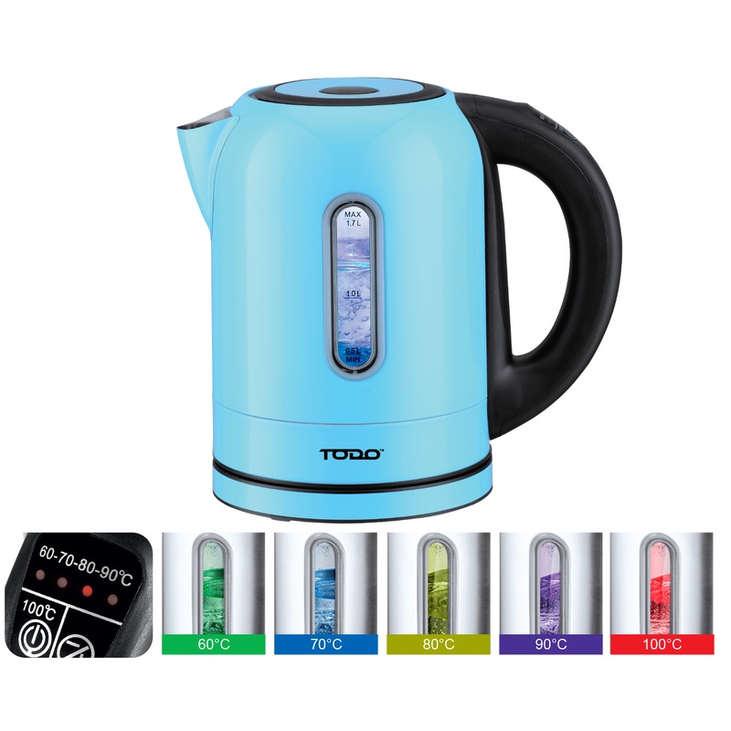 TODO 1.7L Stainless Steel Cordless Kettle Keep Warm Electric Led Water