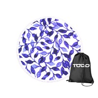 TODO Luxury Thick Microfiber Round Beach Towel Throw Rug Ttowel Blue Leaf