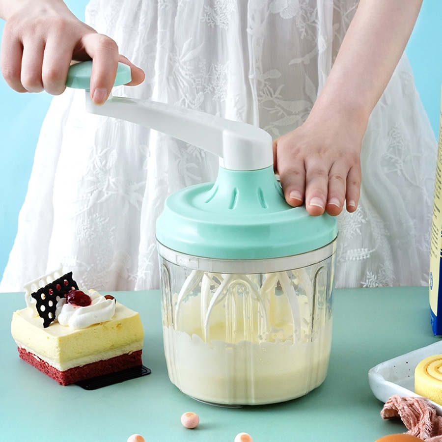 TODO Manual Egg Beater Whisk Whip Cream 1200ml Capacity Bowl Hand Crank