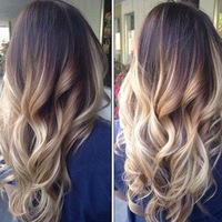 Two Tone Ombre High Grade Brown Curly Hair 7Piece 16Clips 24" Hair Extension 04