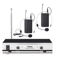 Wireless Headset Microphone Vhf Dual Channel Twin Head Mic Tjp-Ll61