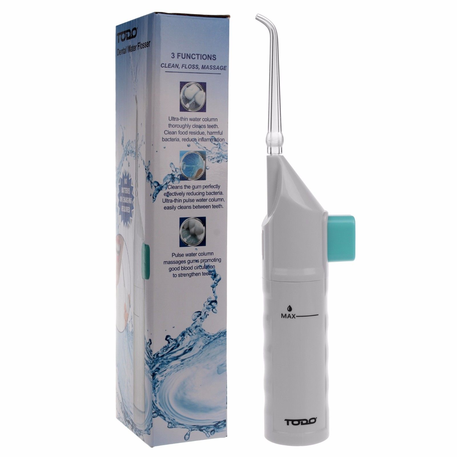 TODO Water Dental Jet Pick Flosser 30 Psi Oral Irrigator Teeth Cleaner Braces