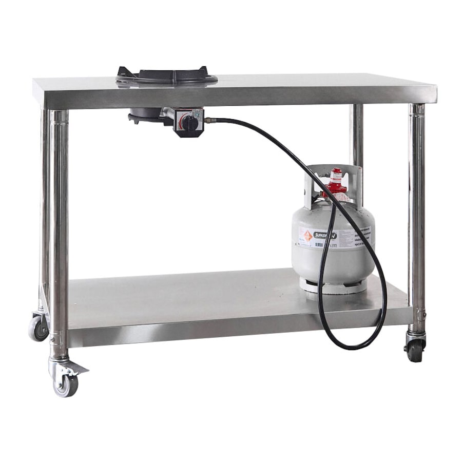 Auscrown 55MJ/hr High Pressure 100kPa LPG Wok Burner + Stainless Steel Wok Bench