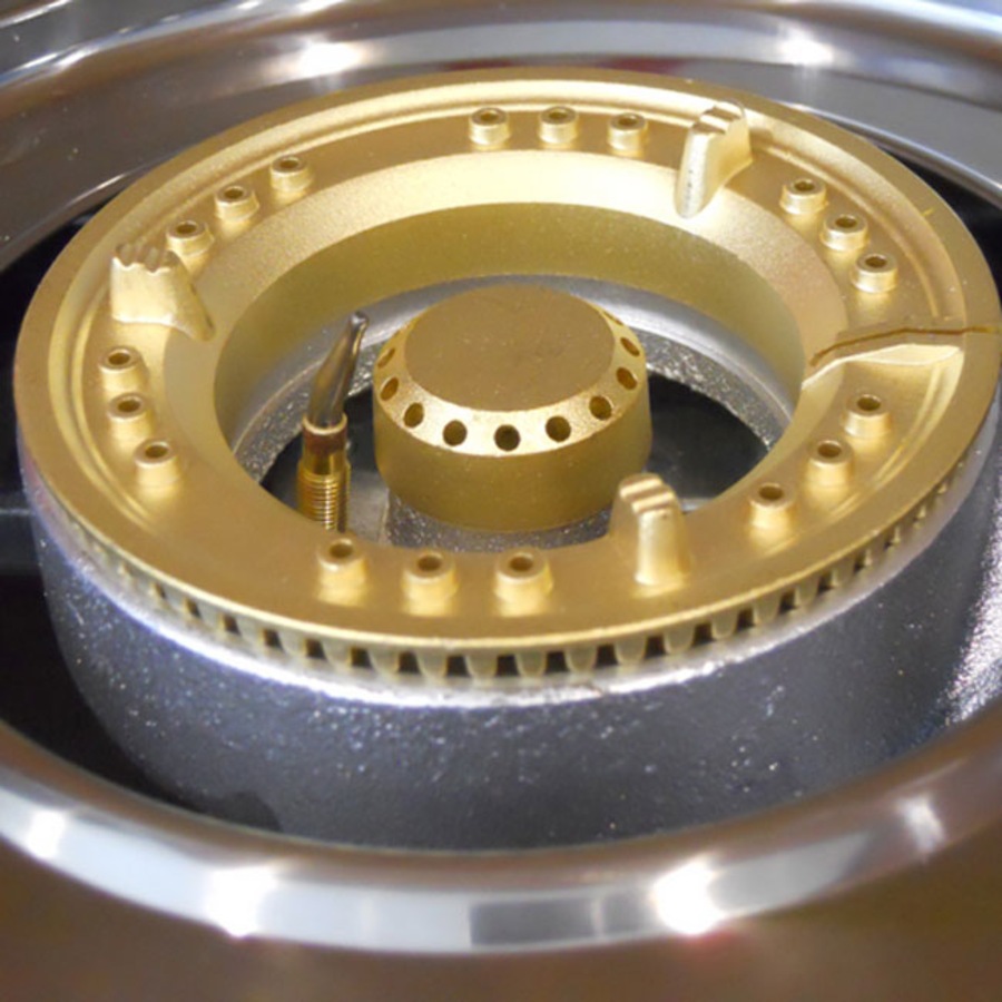 Auscrown Natural Gas Wok Burner + Cast Iron Trivets & Brass Caps