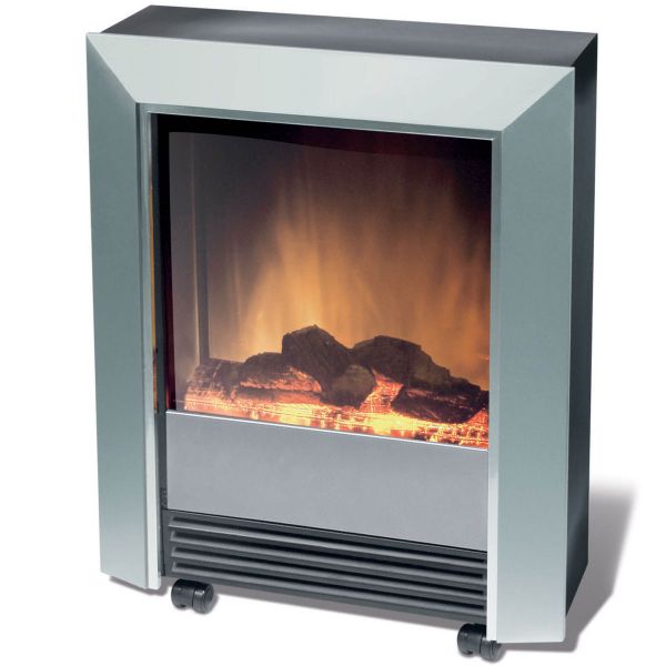 Dimplex 2.0kW Lee Silver Portable Electric Fire with Optiflame Log Effect