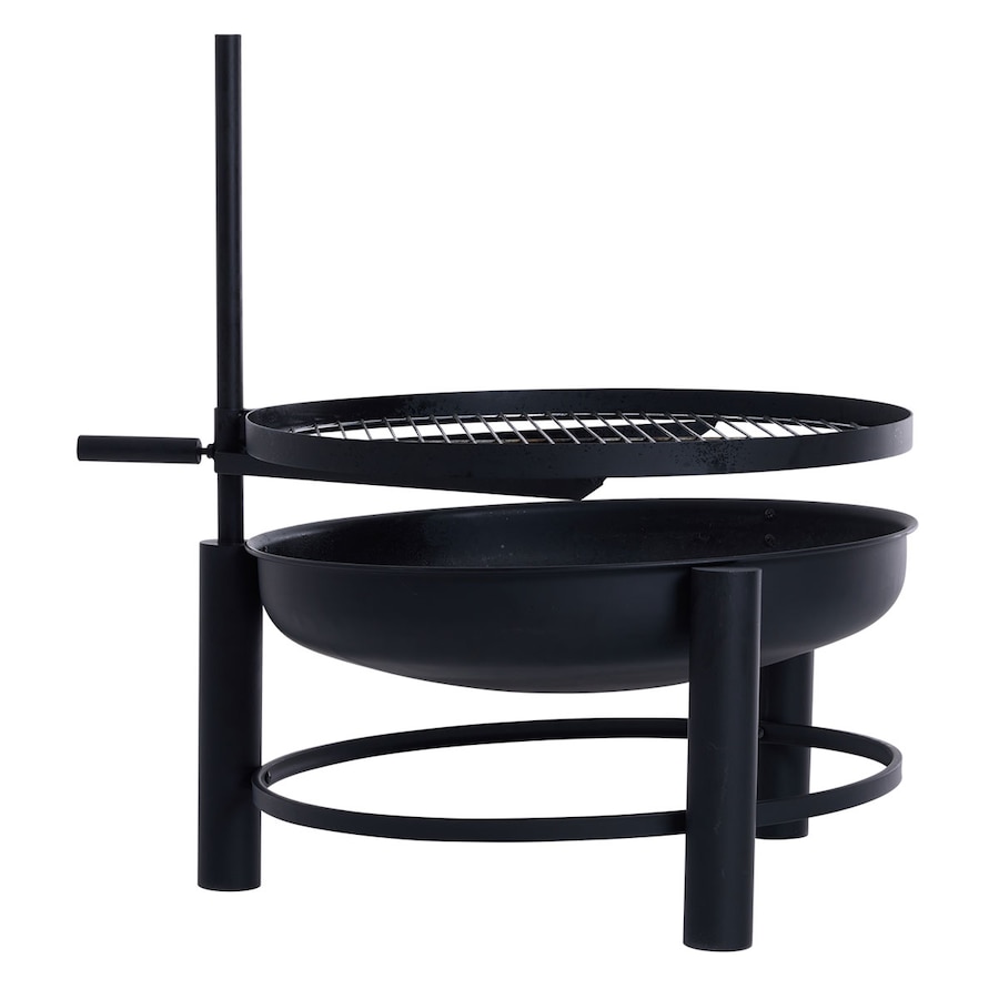 Glow Carolina Fire Pit with BBQ Plancha Grill in Black