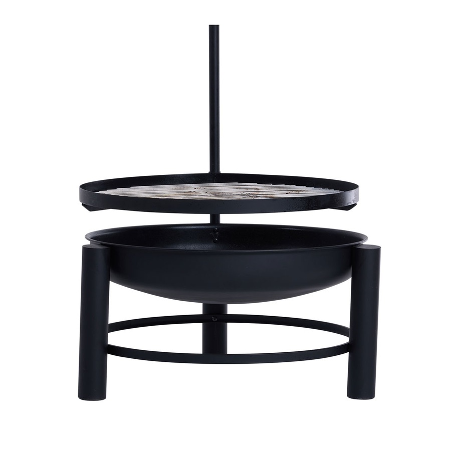 Glow Carolina Fire Pit with BBQ Plancha Grill in Black