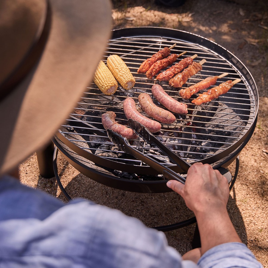Glow Carolina Fire Pit with BBQ Plancha Grill in Black