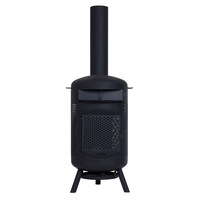 Glow Roma Chimenea with Pizza Cooking Ovem in Black
