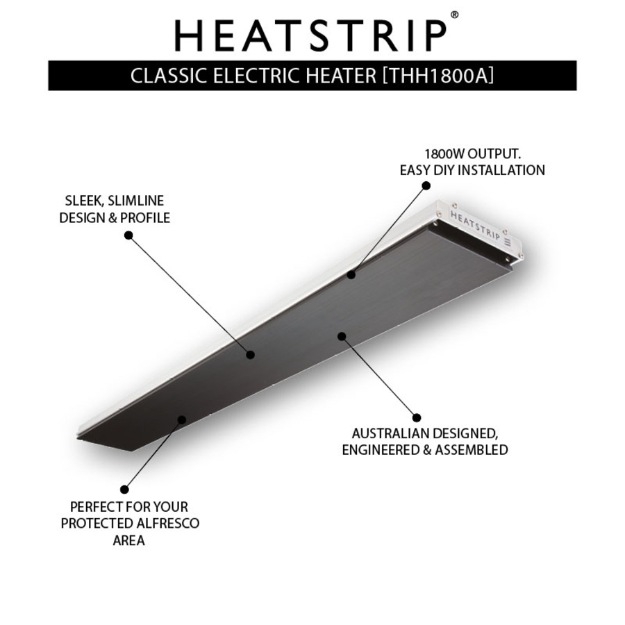 Heatstrip Classic 1800W Outdoor Alfresco Radiant Strip Heater