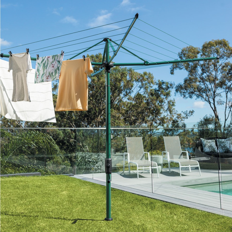 Hills Hoist 6 Line Rotary Clothesline in Cottage Green 38m Line Space 3.2m Head