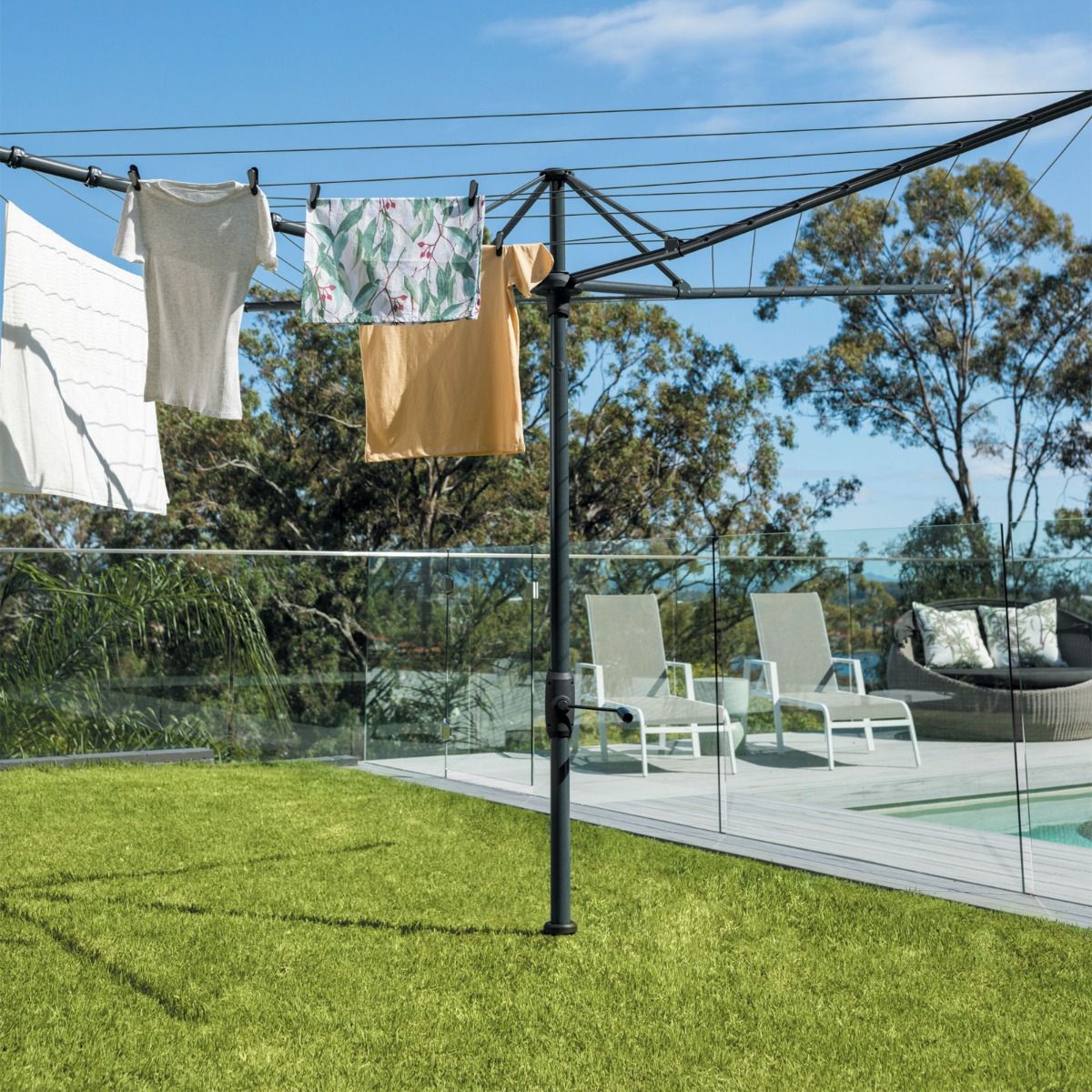 Hills Hoist 8 Line Rotary Clothesline in Monument 58m Line Space 4.0m Head
