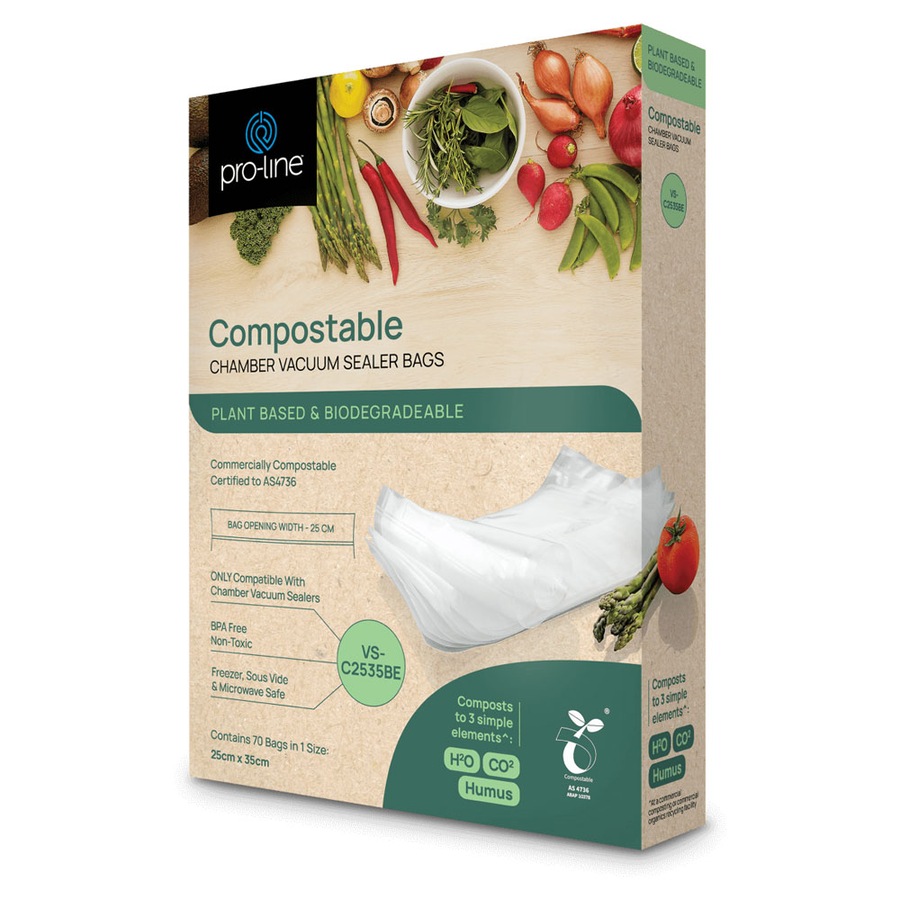 Pro-Line Compostable 420 x 25cm x 35cm Chamber Vacuum Seal Bags Plant Based