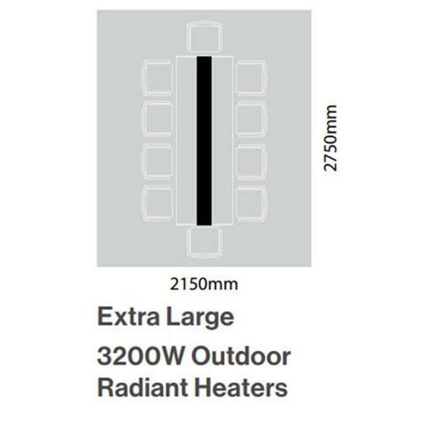 Rinnai Outdoor / Alfresco WiFi & Remote 3200W Infrared Radiant Strip Heater in Extra Large