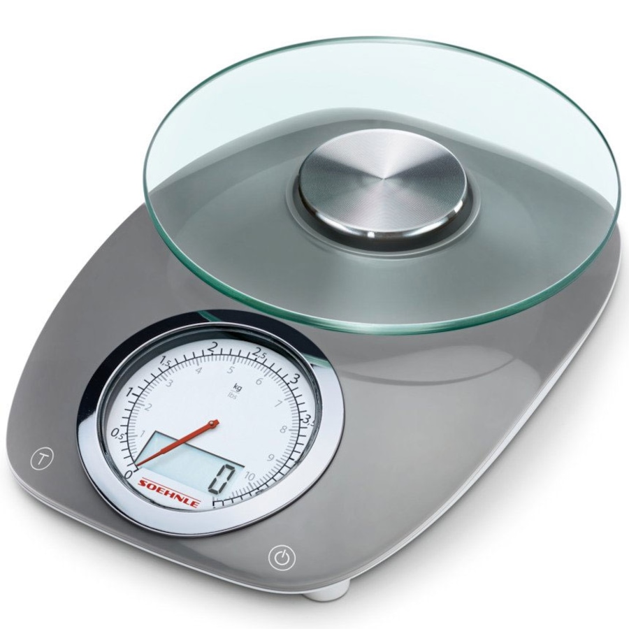 Soehnle Vintage / Retro Style Digital & Analogue Kitchen Scales 5Kg Capacity in Grey