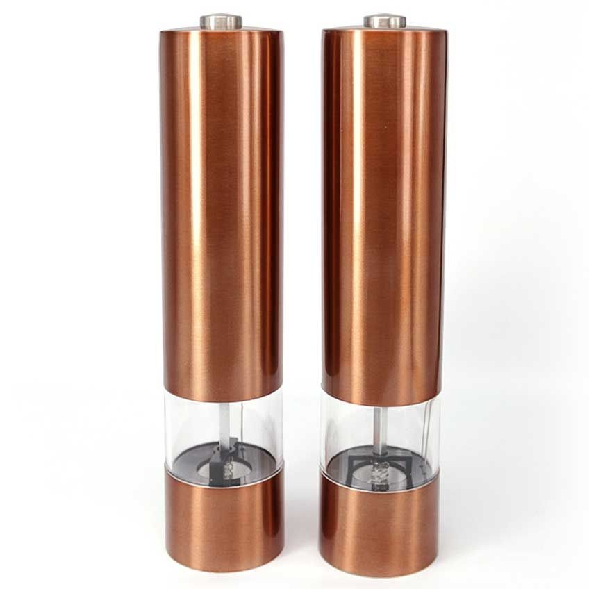 Spice Tree Electric Salt & Pepper Mill Set with Ajustable Grind in Copper Finish