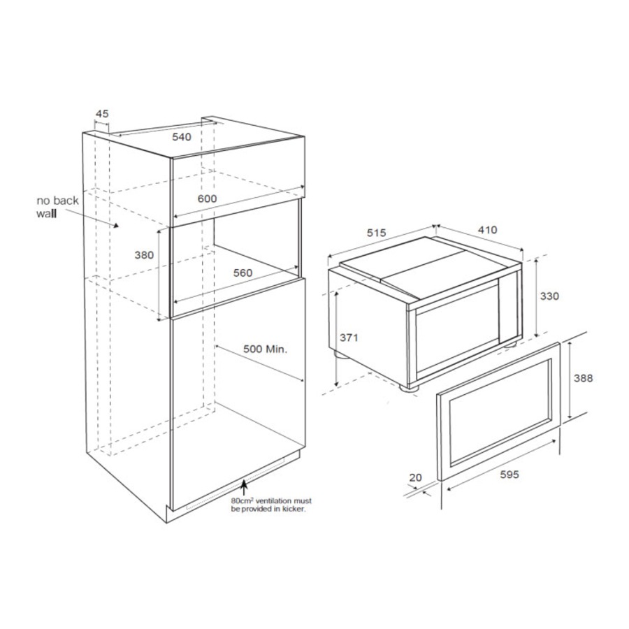 Venini 28L Built-In 900W Microwave Oven in Stainless Steel