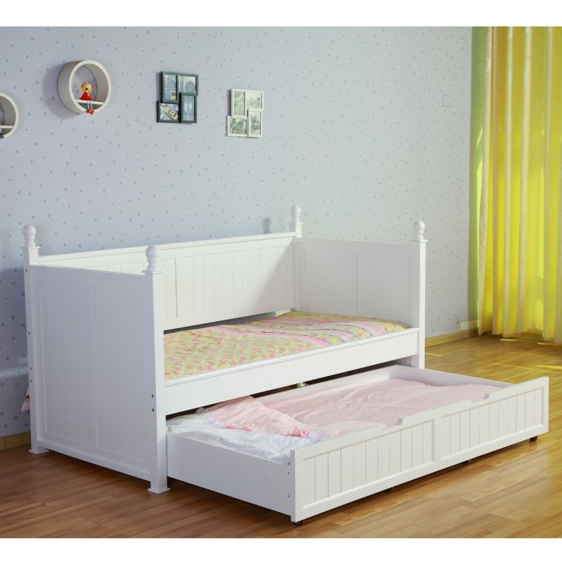 Kids Princess Single Bed Frame w/ Trundle in White - MyDeal