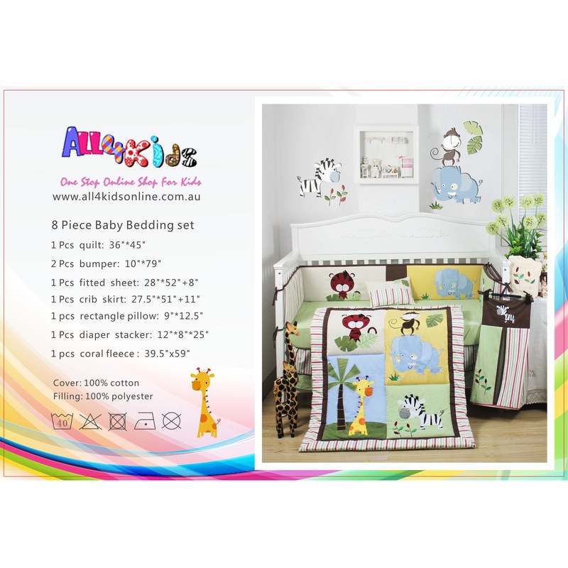 Buy Joy Baby 8 Pcs Beautiful Safari Animal Design Baby Boy's Cot Bedding Quilt Set MyDeal