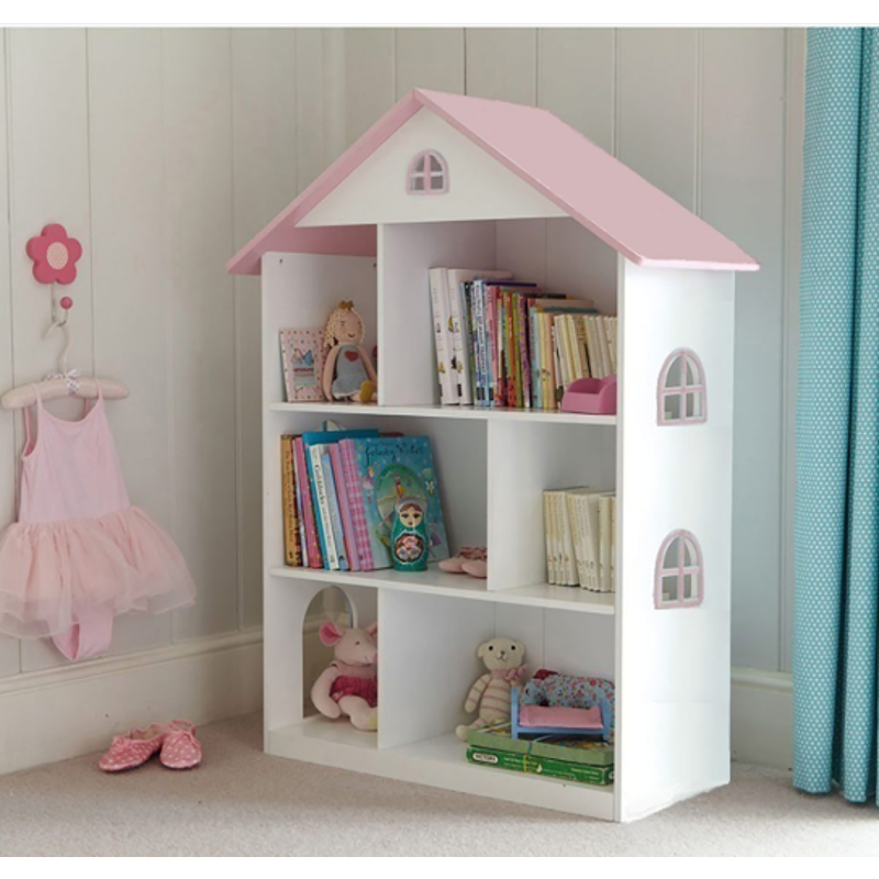 Roof Dollhouse Bookcase, Girls Pink Bookcase