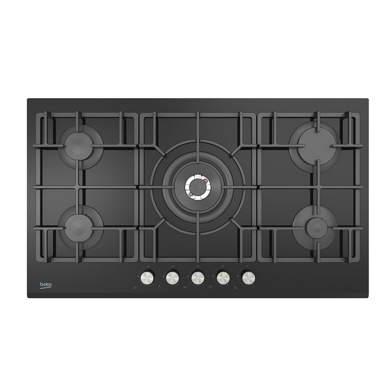 Beko 90cm Black Glass Gas Cooktop BCT90GG Buy Rangehoods