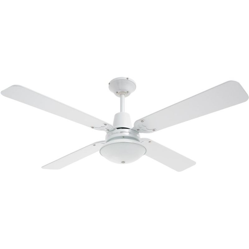 Heller Ceiling Fan with Oyster Light in White
