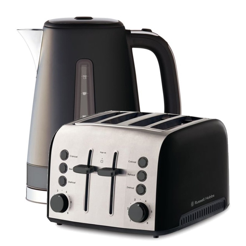 Buy Russell Hobbs Brooklyn Glass Kettle + Toaster Pack Black MyDeal