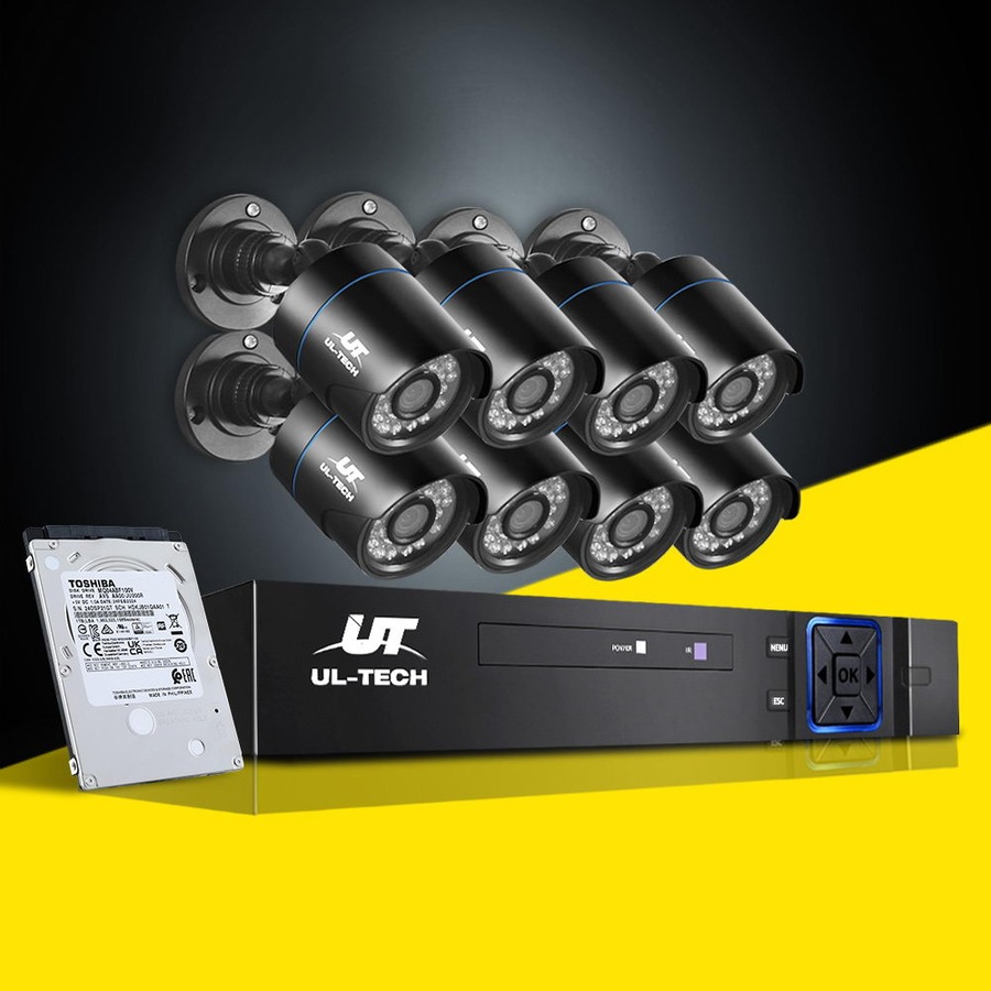 UL-Tech CCTV Security System 8CH DVR 8 Cameras 1TB Hard Drive