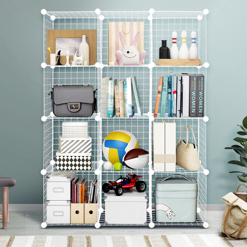 Wire Cube Storage DIY 12 Cubes Display Shelves Shelf Bookcase