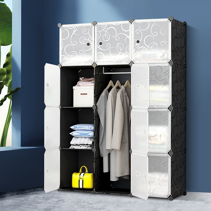 Buy Cube Storage Cabinet 12 Cubes DIY Shelves Cupboard Wardrobe Shoe ...