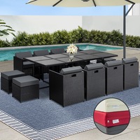 13 PCS Gardeon Outdoor Dining Set Wicker Table Chairs Setting Black