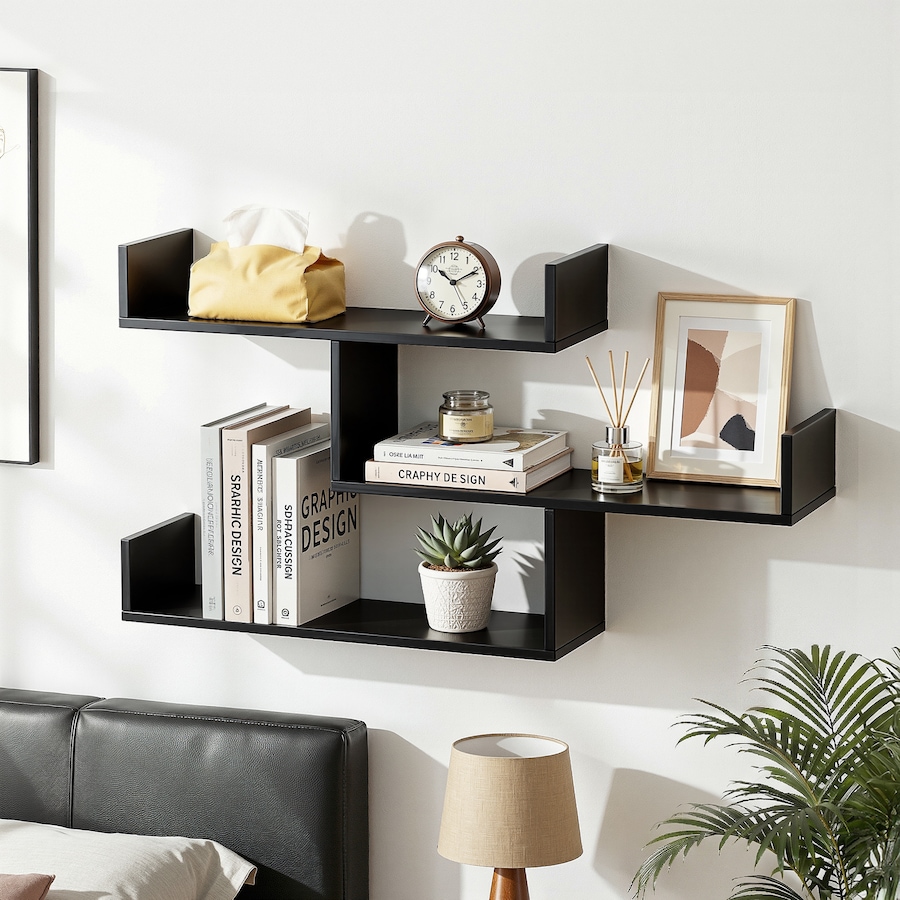 120cm Artiss Floating Wall Shelf Bookshelf Black