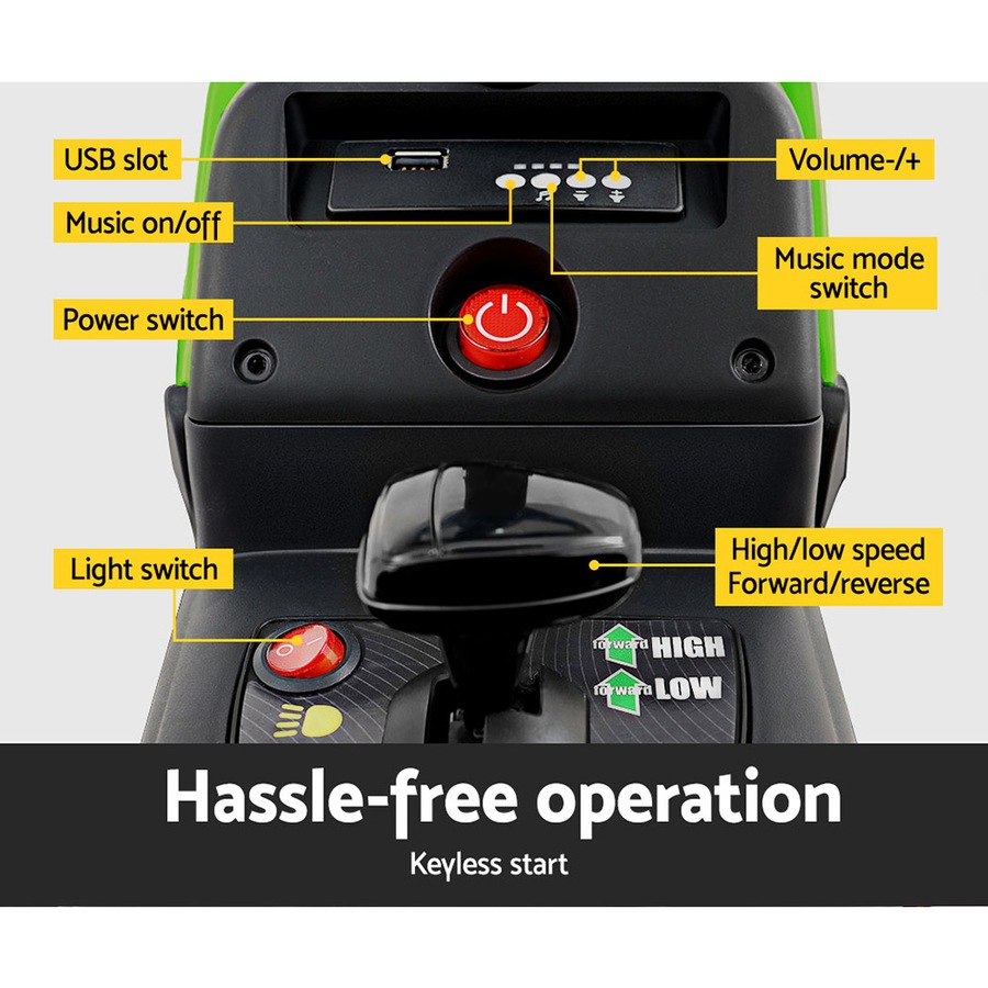 12V Kids Ride On Car Rigo Electric Tractor Trailer Green