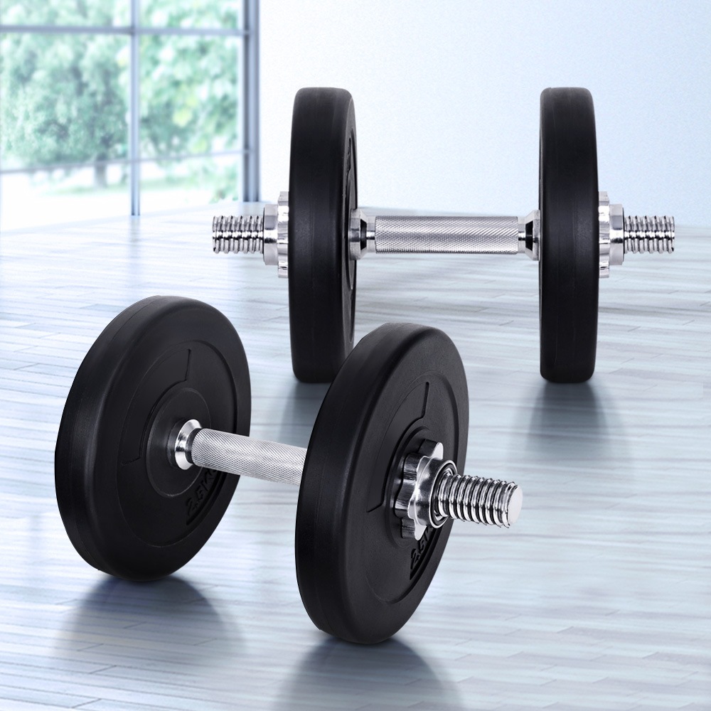 Everfit 15kg Dumbbell Set Weight Plates Dumbbells Lifting Bench Australia