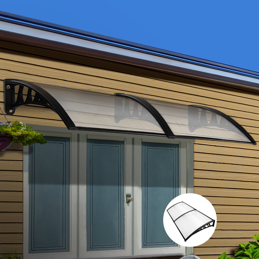 Window Awning or Front Door Canopy,UV Rain Snow Protection Patio Sun Shetter,Silent Roofing Shelter Pergola,Overhead Door Polycarbonate Cover,with Aluminum Brackets,60-380cm 80x170cm/31 x67 