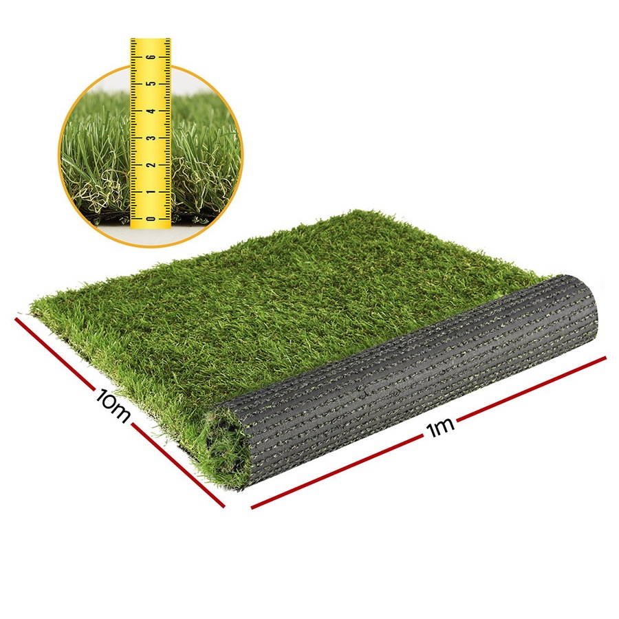 1mx10m Prime Turf Artificial Grass 35mm Synthetic Fake Lawn Turf Plastic Plant 4-coloured