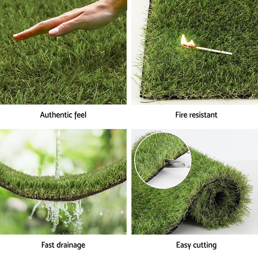 1mx10m Prime Turf Artificial Grass 35mm Synthetic Fake Lawn Turf Plastic Plant 4-coloured